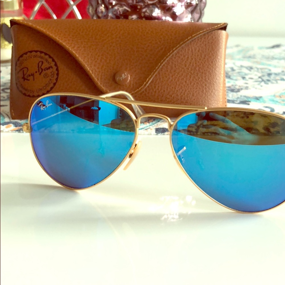 Gently used Ray Ban blue polarized aviators